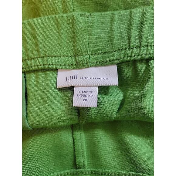 J. Jill Linen Rayon Stretch Waist Kelly Green Loose Beachy Pants Women's Plus 2X - Picture 10 of 11